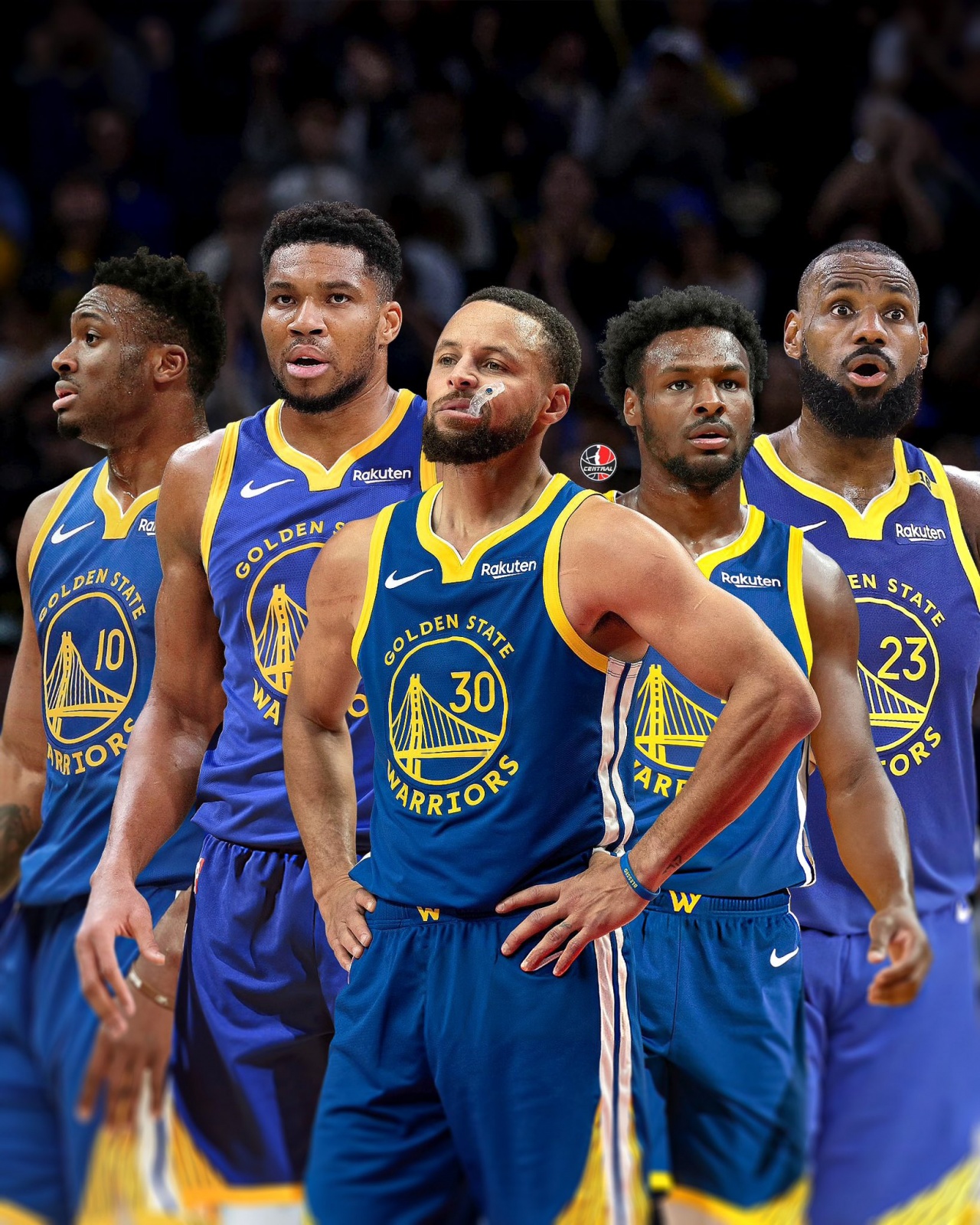 美媒P图：想象一下詹姆斯父子与字母兄弟在湾区与库里联手